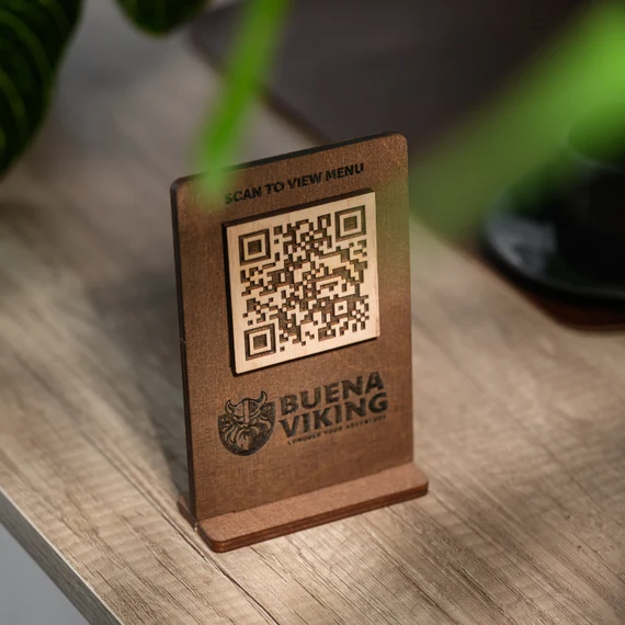 Laser Engraved QR Menu Display for Restaurants - Professional Laser Engraving Services Dubai UAE