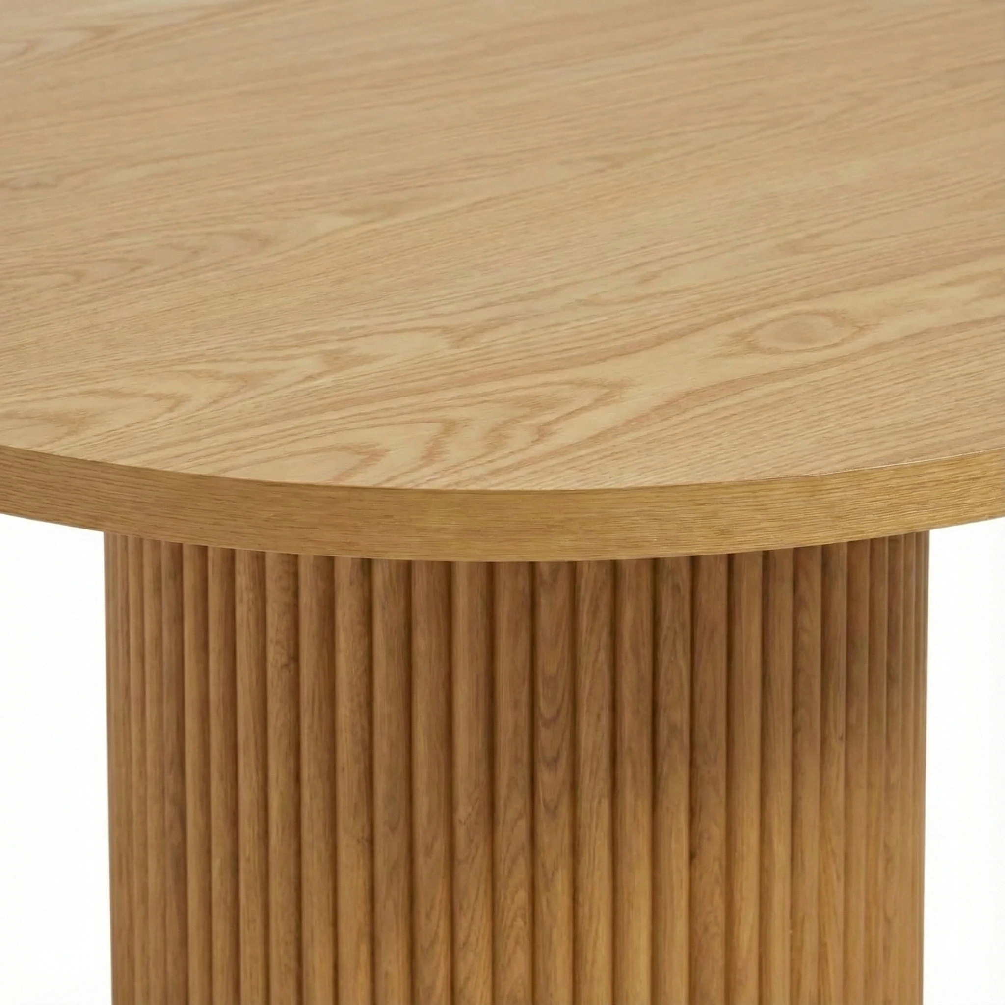 Round Flute Dining Table Top View - Solid Wood Round Table Dubai | Modern Minimalist Furniture